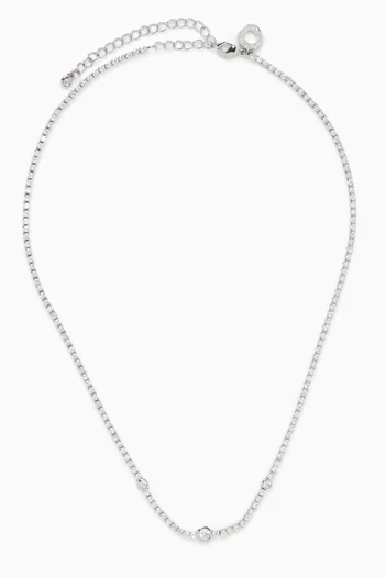 CZ Tennis Necklace in Rhodium-plated Brass