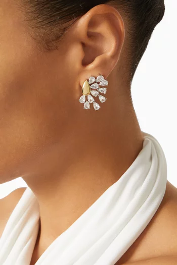 CZ Fan Earrings in Gold-plated Brass