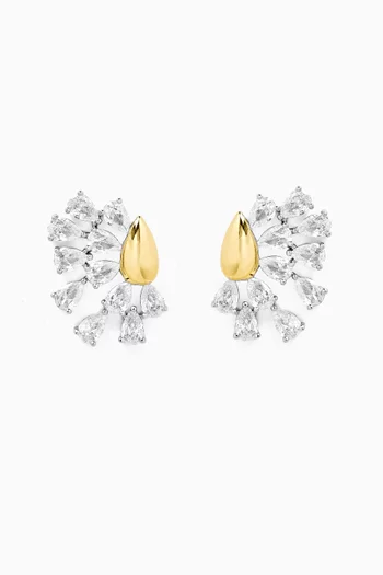 CZ Fan Earrings in Gold-plated Brass