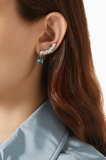 CZ Crawler Earrings in Rhodium-plated Brass