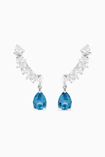 CZ Crawler Earrings in Rhodium-plated Brass