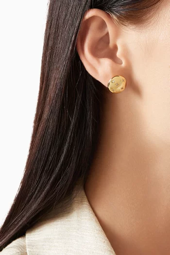 Celestial CZ Stud Earrings in Gold-plated Brass