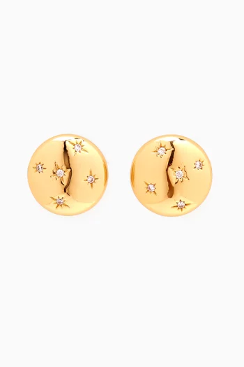 Celestial CZ Stud Earrings in Gold-plated Brass