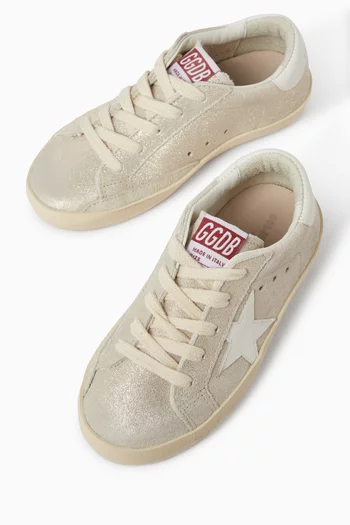 Junior Super-Star Sneakers in Laminated-effect Suede