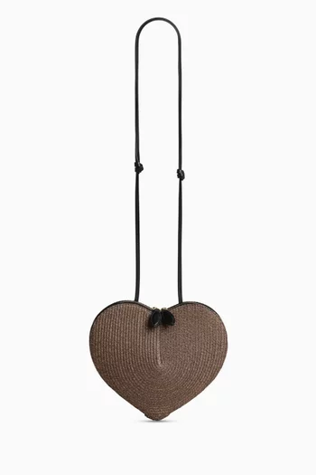 Le Coeur Crossbody Bag in Raffia