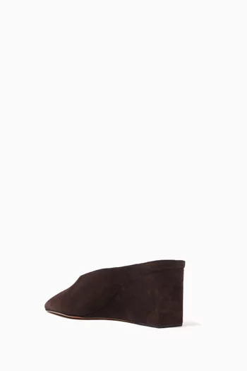 Cube Wedge 75 Mules in Goatskin Suede
