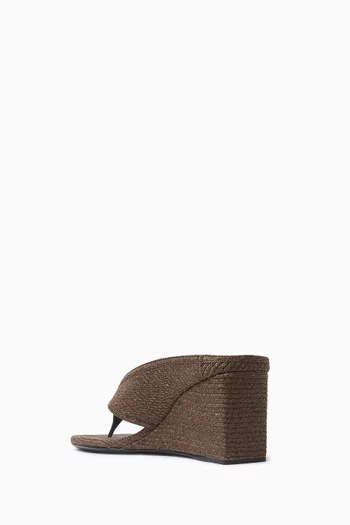 Cube Thong 75 Wedge Mules in Raffia