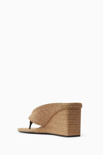Cube Thong 75 Wedge Mules in Raffia