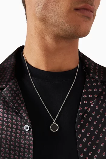 Onyx Flourish Amulet Necklace in Sterling Silver