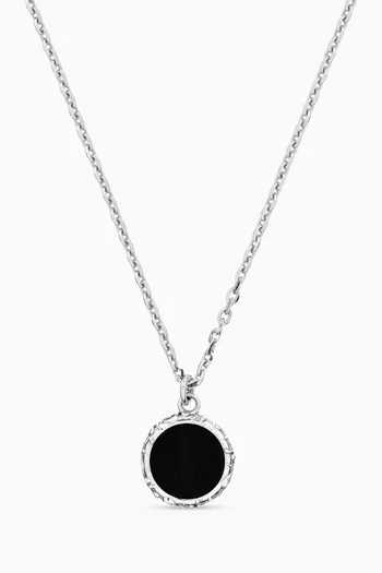 Onyx Flourish Amulet Necklace in Sterling Silver