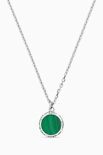 Malachite Flourish Amulet Necklace in Sterling Silver