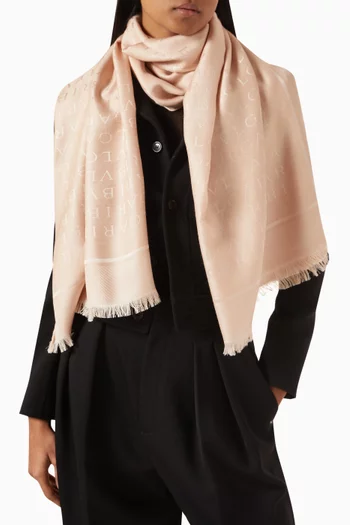 Logomania Lettere Maxi Stole in Silk-wool Blend
