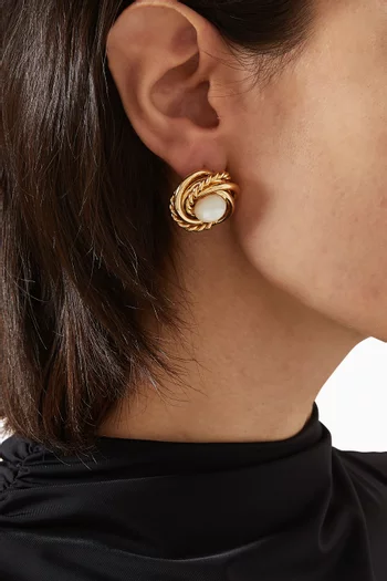 Atika Mother-of-Pearl Stud Earrings in Gold-plated Metal