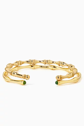 Bambou Bracelets in Gold-plated Metal, Set of 2