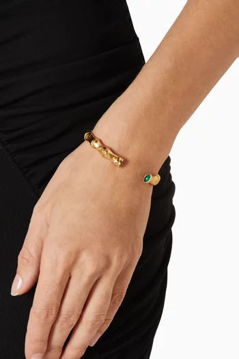 Bambou Malachite Bangle in Gold-plated Metal