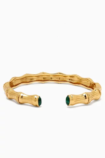 Bambou Malachite Bangle in Gold-plated Metal