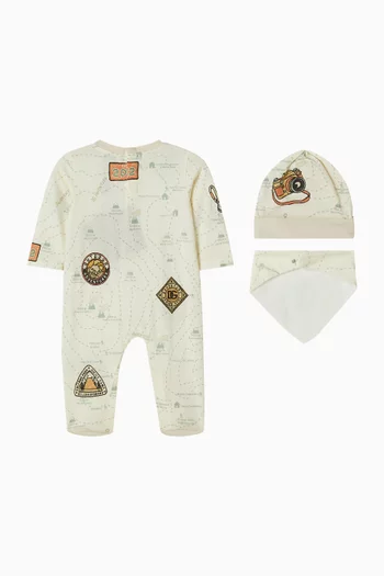 Map-print Sleepsuit Set in Cotton