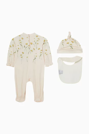 Daisy-print Sleepsuit in Cotton