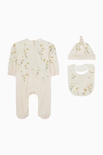 Daisy-print Sleepsuit in Cotton