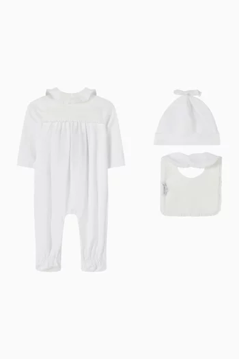 Logo-embroidered Sleepsuit Set in Cotton