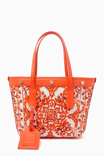 Small Atene Majolica-print Tote Bag in Canvas