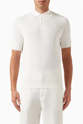 Polo Sweater in Cotton Rib-knit