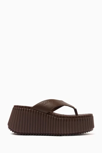 Nama Wedge Slide Platform Sandals in Calfskin