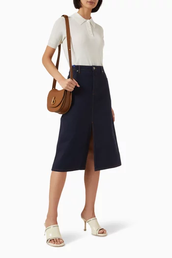 تي شيرت بولو بحافة مزينة بنقشة مربعات صوف