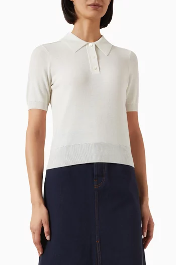 تي شيرت بولو بحافة مزينة بنقشة مربعات صوف