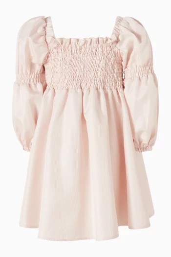 Ruched Puff-sleeves Dress