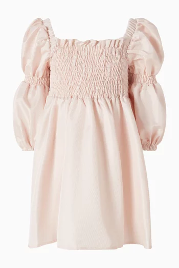 Ruched Puff-sleeves Dress