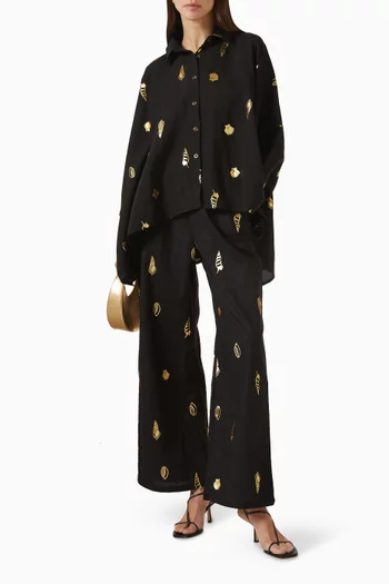 Elissa Foil Pants in Cotton-blend