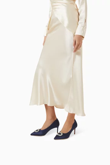 Novi 70 Crystal-brooch Pumps in Satin
