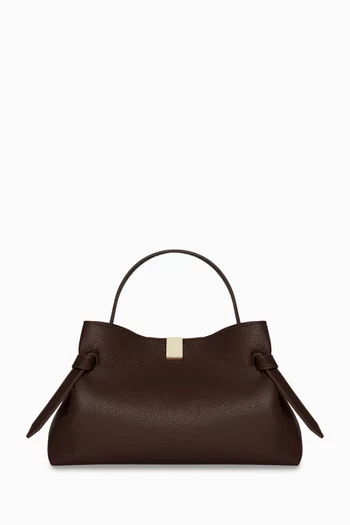 Small Gyoza Top-handle Bag in Grained Leather