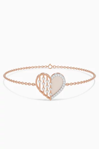 Heart Diamond Chain Bracelet in 18kt Rose Gold