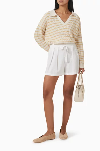 Drawstring-waist Shorts in Linen Blend