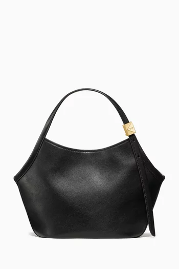 Small Deco Tulip Tote Bag in Fine-Grain Leather