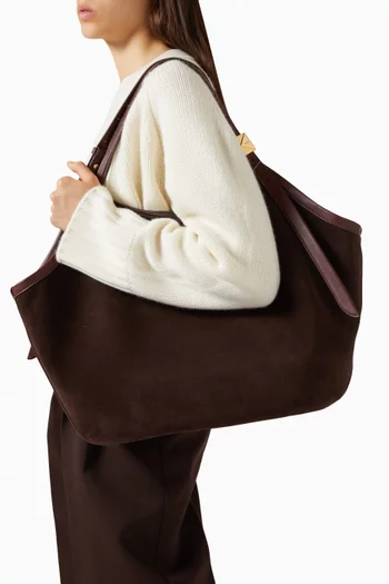 XL Deco Tulip Hobo Bag in Brushed Cowhide