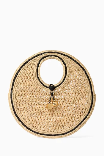 The Spiaggia Small Round Bag in Raffia