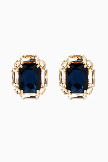 Square Crystal Earrings in Gold-plated Brass