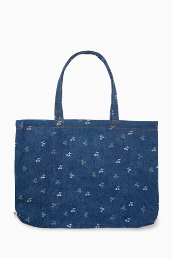 Cherry Tote Bag in Denim