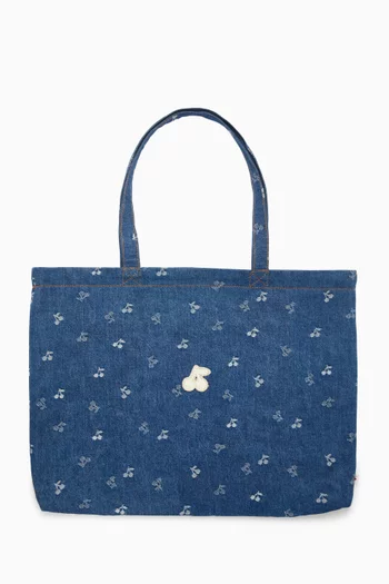 Cherry Tote Bag in Denim