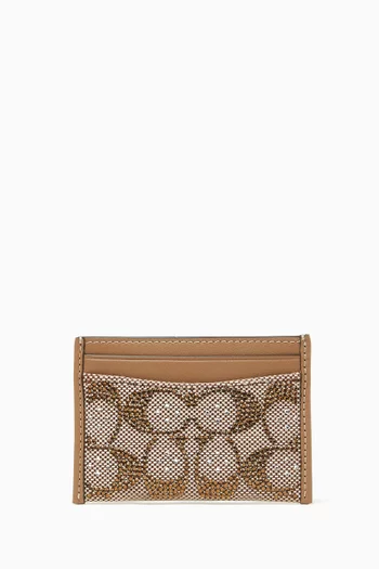 Essential Card Case in Signature Jacquard & Leather