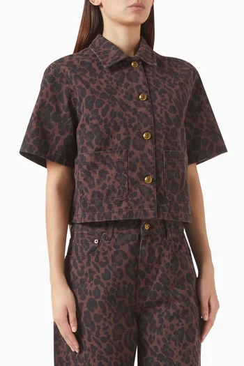 Leopard Print Top in Denim