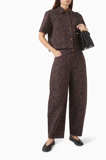 Leopard Print Barrel Jeans in Organic Cotton