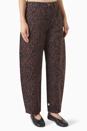Leopard Print Barrel Jeans in Organic Cotton