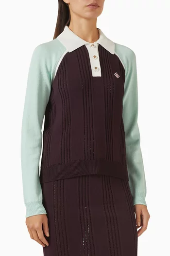 Tennis Rib Polo Shirt in Merino Wool