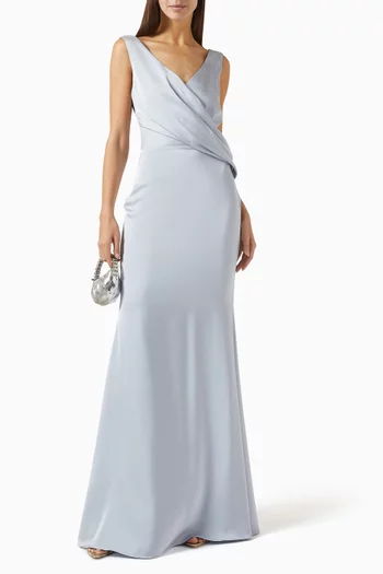 Elle Draped Maxi Dress in Satin