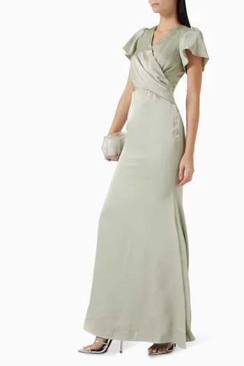 Beau Draped Wrap Maxi Dress in Satin