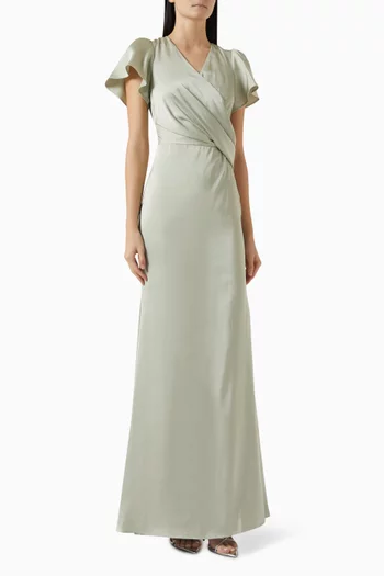 Beau Draped Wrap Maxi Dress in Satin